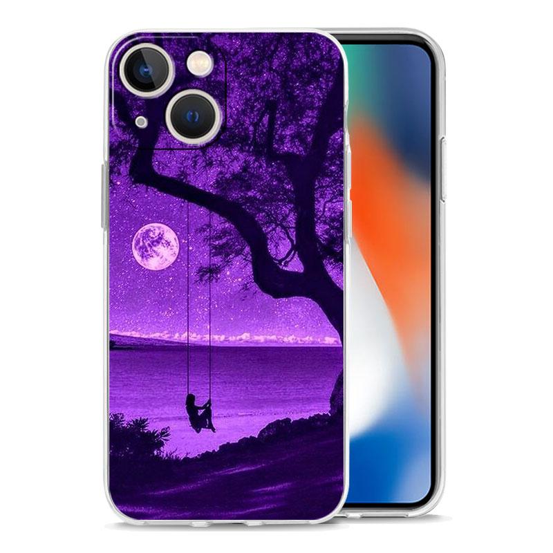 infinity on Purple Transparent Phone Case For iPhone 15 16 14 13 12 11 Pro Max XS X XR SE 7 8 Plus TPU Clear Lens Protect Cover