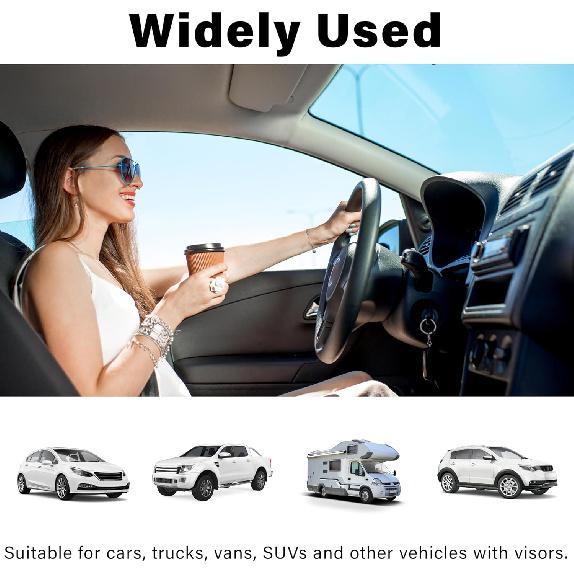 Car Visor Mirror, Universal Clip-On Automotive Sun Visor Vanity Mirror For SUVs And Various Vehicles, Car Accessories Interior For Women, Black