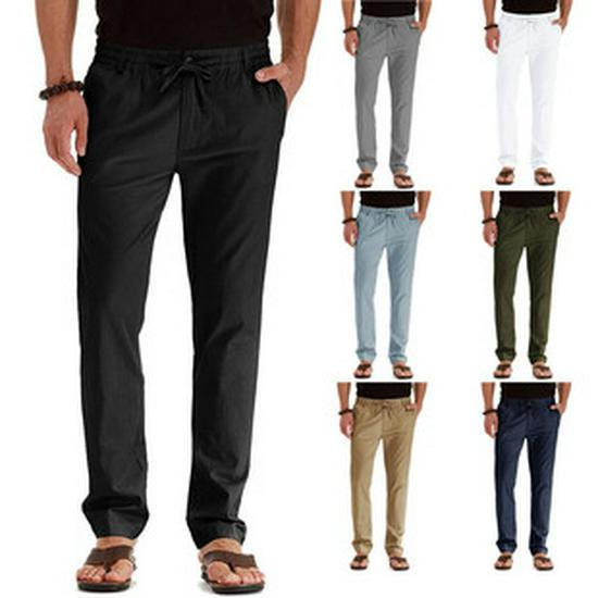 2026 Men's Hip Hop Linen Loose Casual Sports Pants for Spring/Summer