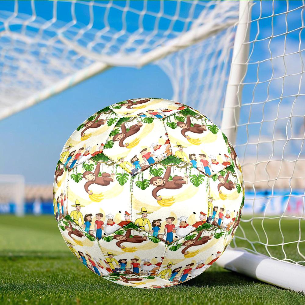 Curious George And Elephant Adventure Size 5 Soccer Ball, Suitable for Training and Matches, High-Elasticity, Wear-Resistant Material Gift for Fan
