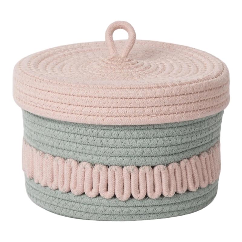 Multipurpose Cotton Woven Storage Box With Lid Sundries Organizer Storage Container For Living Room Office Supplies