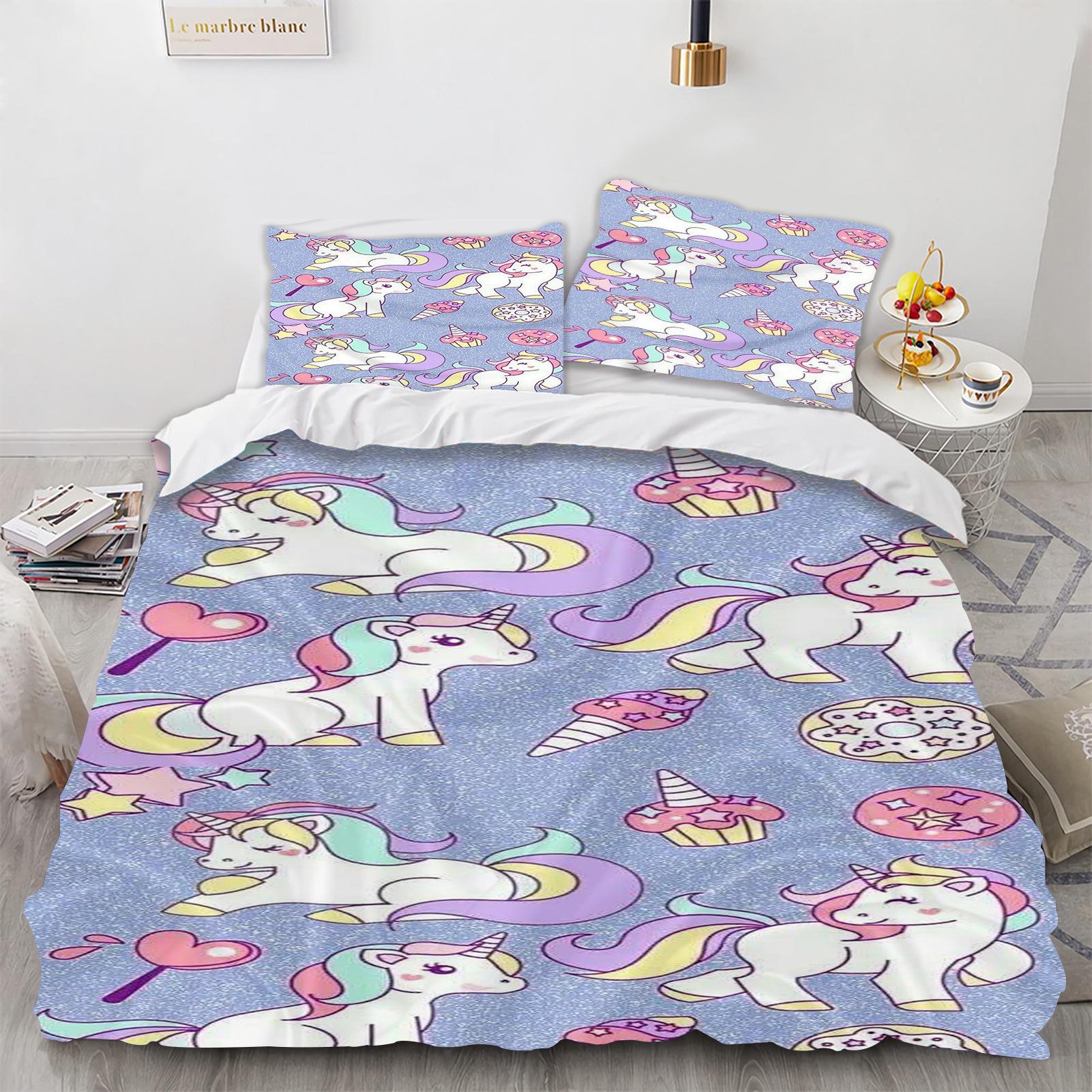 

Home Textile Three-Piece Digital Printing Cartoon Unicorn Printing Quilt Pillowcase Bedding 90 * 200