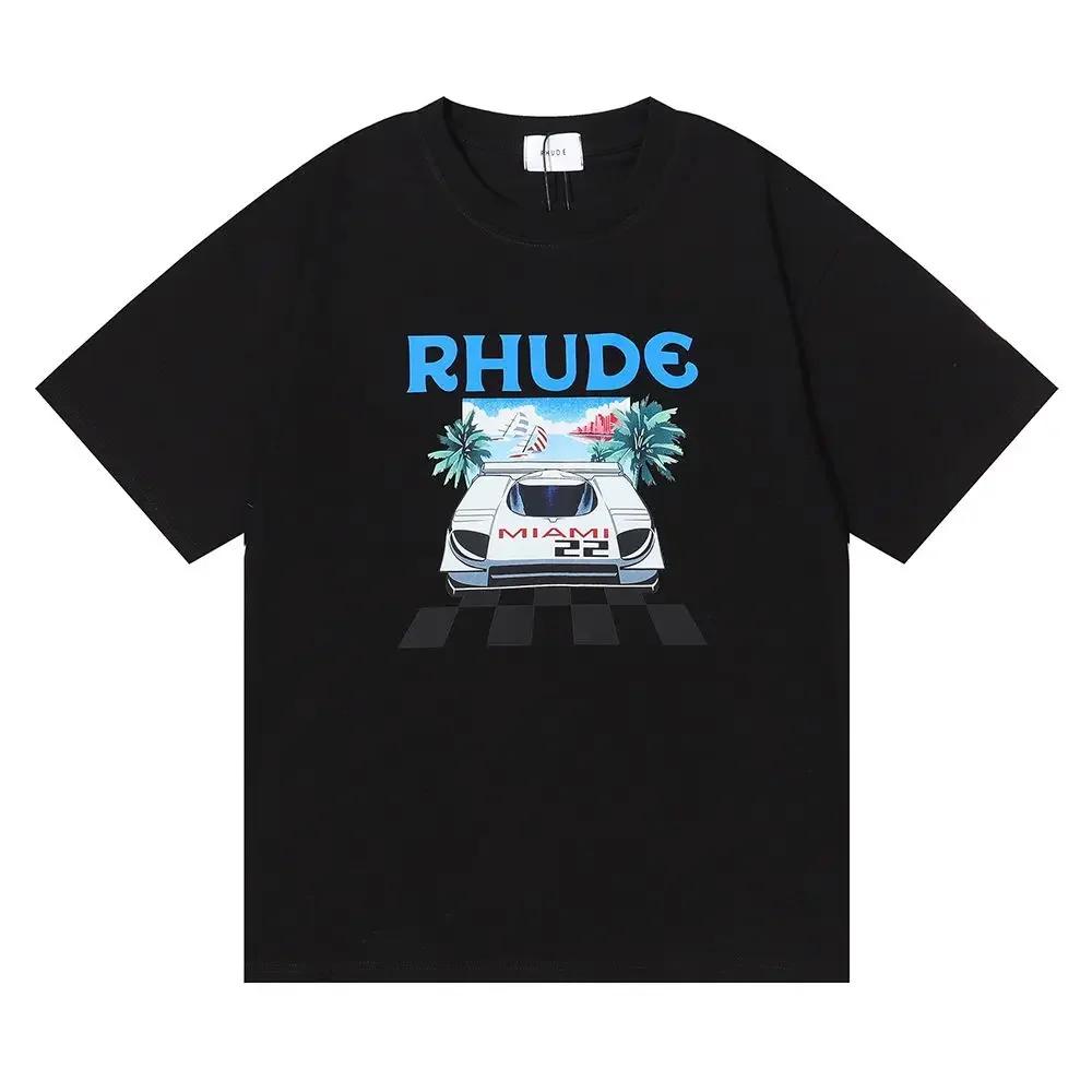 GUOYAN TOP Lente/Zomer Rhude T-shirt voor dames en heren, oversized model, T-shirt met korte mouwen, luxe merk heren T-shirts, Amerikaanse maten S-4XL 3XL