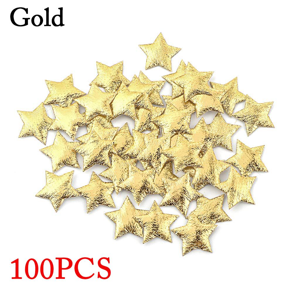 100Pcs Gold/Silver Stars for Christmas Party Decor Foam Fabric Stars DIY Scrapbook Cards Ornaments Embellishments Accessory