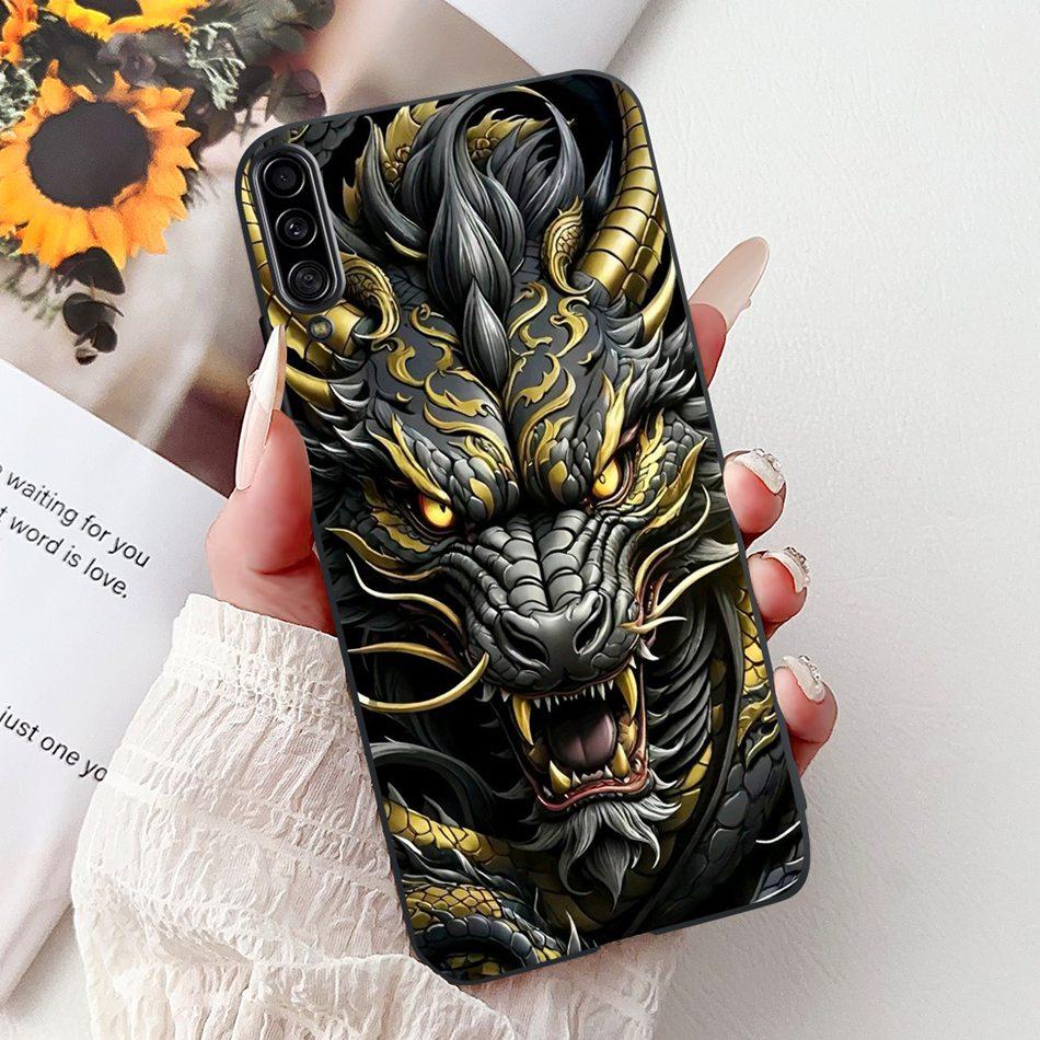 For Samsung Galaxy A90 5G Phone Case For Samsung A90 5G SM-A908B Elegant Floral Cat Painted Black Silicone Soft TPU Cases