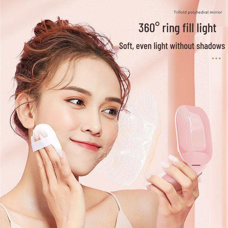 Portable Double-Sided LED Makeup Mirror with USB Charging and Custom Logo