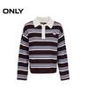 ONLY Women's 2025 Autumn College Style Polo Collar Striped Loose Knit Sweater