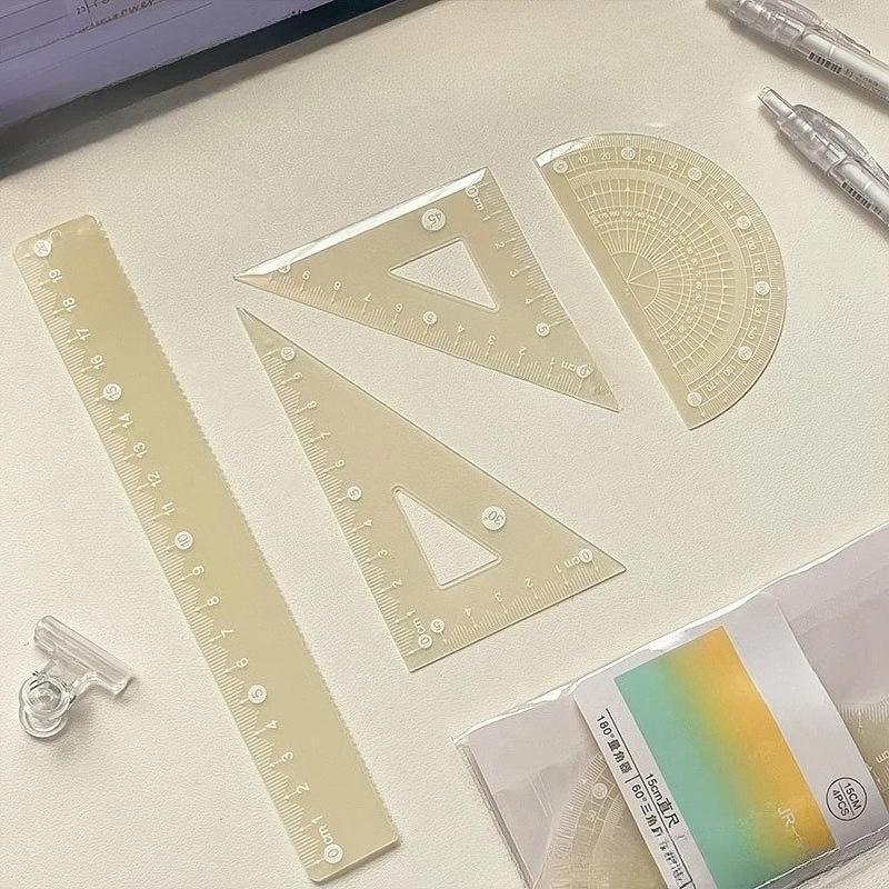 4pcs/set 20cm Straight Ruler Multi-functional Math Ruler Cute Aesthetic School Supplies Measuring Tools for Students Supplies