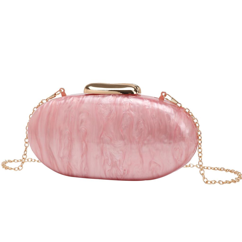 2024 Women's Oval Shell Acrylic Evening Bag with Chain Strap