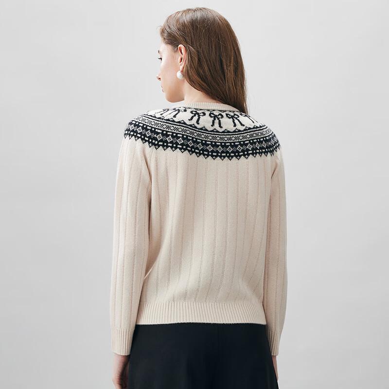 Comon Boca Damen Dicker Fair Isle Rundhals Wollpullover