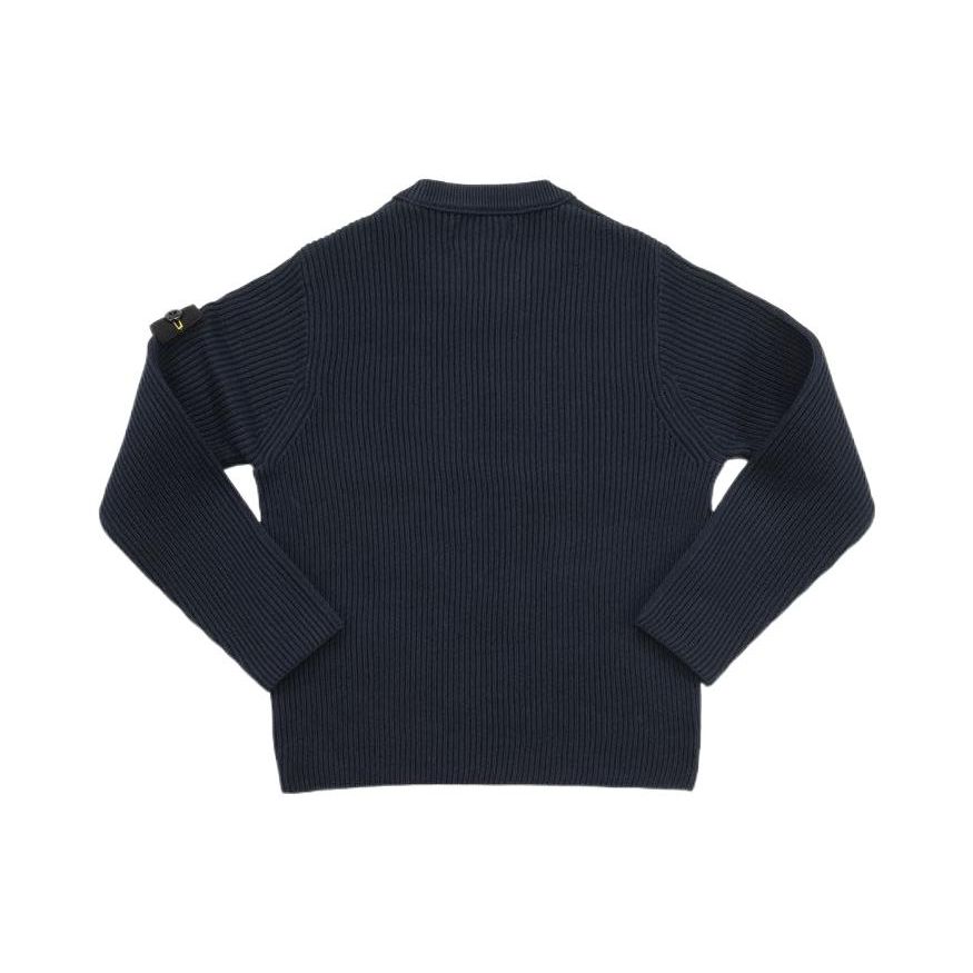 Stone Island Sweater Kids Logo Embroidered Round Neck Pullover Kids sweater Navy-Blue 7616505A3-V0020