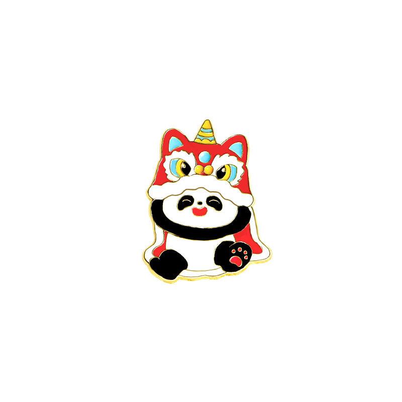 Zinc Alloy Enamel Dropping Brooch, Cute Cartoon Lucky Panda Snake Pattern 2025 Year of the Snake, New Year Festival Decorative Lapel Pin Badge