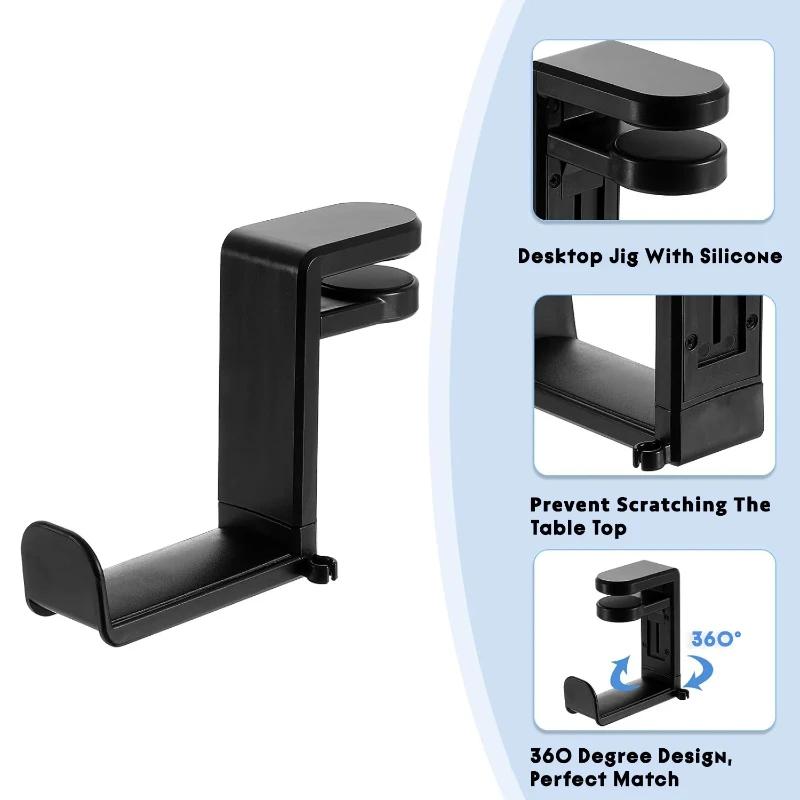 Space Saving Adjustable Headphone Mount Steel Built 360 Rotation for PC Gamers