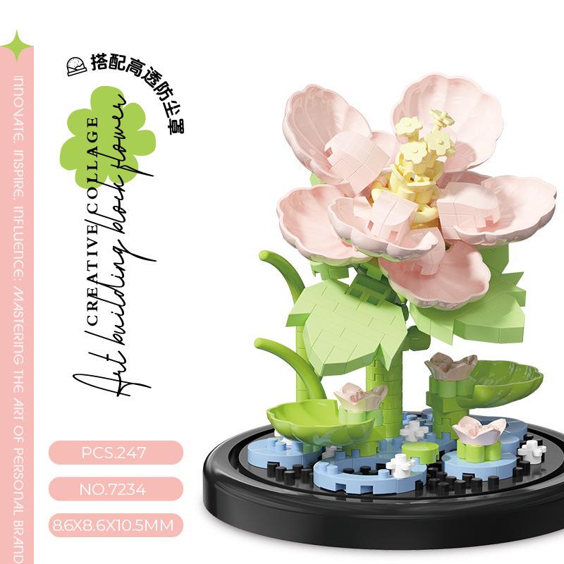 Hibiskusblüten-Bausteine – kompatibel mit Lego, lustiges Zusammenbauspielzeug für Kinder, ideal für den Valentinstag