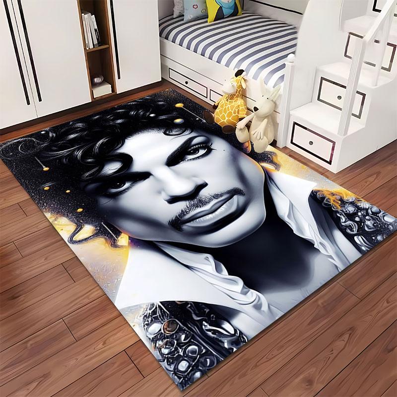 Monochrome Portrait Art Rug suitable as a non-slip mat for the living room or bedroom sofa