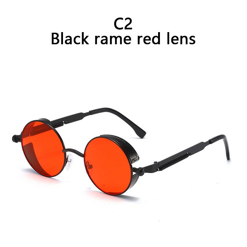 Gothic Steampunk Sunglasses Men Women Vintage Round Metal Frame Punk Style UV400 Sun Glasses Designer Brand