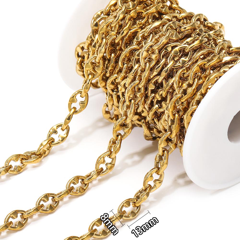 1 Meter Stainless Steel O Link Rolo Cable Chunky Chains for DIY Jewelry Bracelets Supplies Necklace Findings Earrings Making