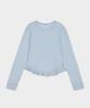 BELLOL Ruffle Soft Round Neck T-Shirt Skyblue