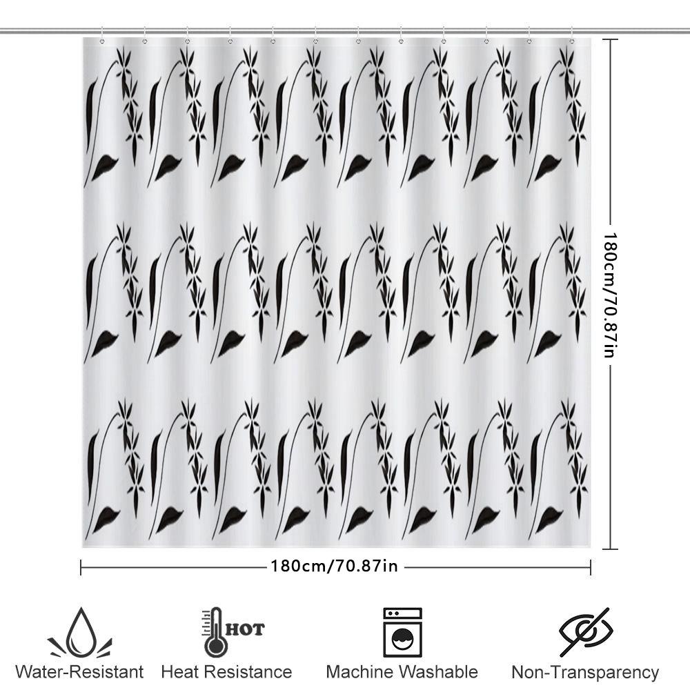 Black White Bathroom Shower Curtain With Leaves Pattern Decor Home Decoration Waterproof Fabric For Bathtub Accessories In Kitch