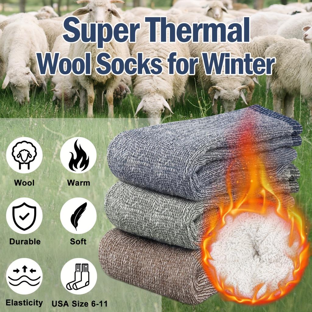 1/3 Paare Winter Woll Wandersocken Verdickt Warm Schweißabsorbierend Laufsocken Thermisch Kältebeständig Outdoor Sport Camping Jagdsocken
