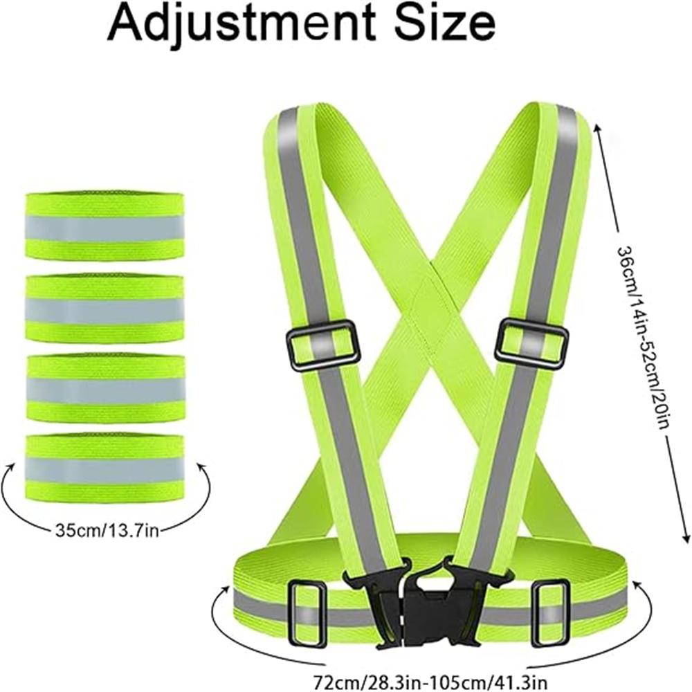 2 Pack Reflective Vest,Reflective Vest Running Gear with 4 PCS High Visibility Armbands,Suitable for Night Running Jogging Hiking Cycling Walking