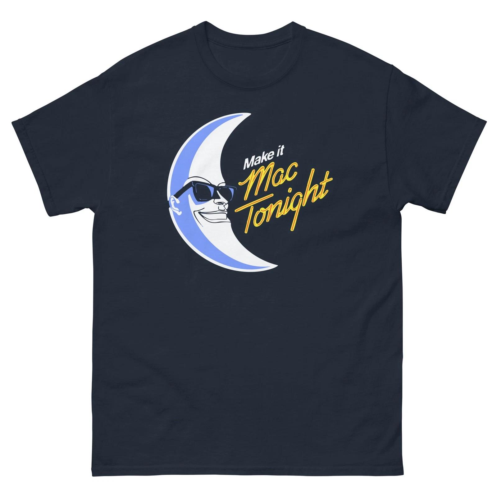 Make Mac Tonight Moon Navy Graphic 100% Cotton T-shirt Mens Tees Top Unisex classic tee S