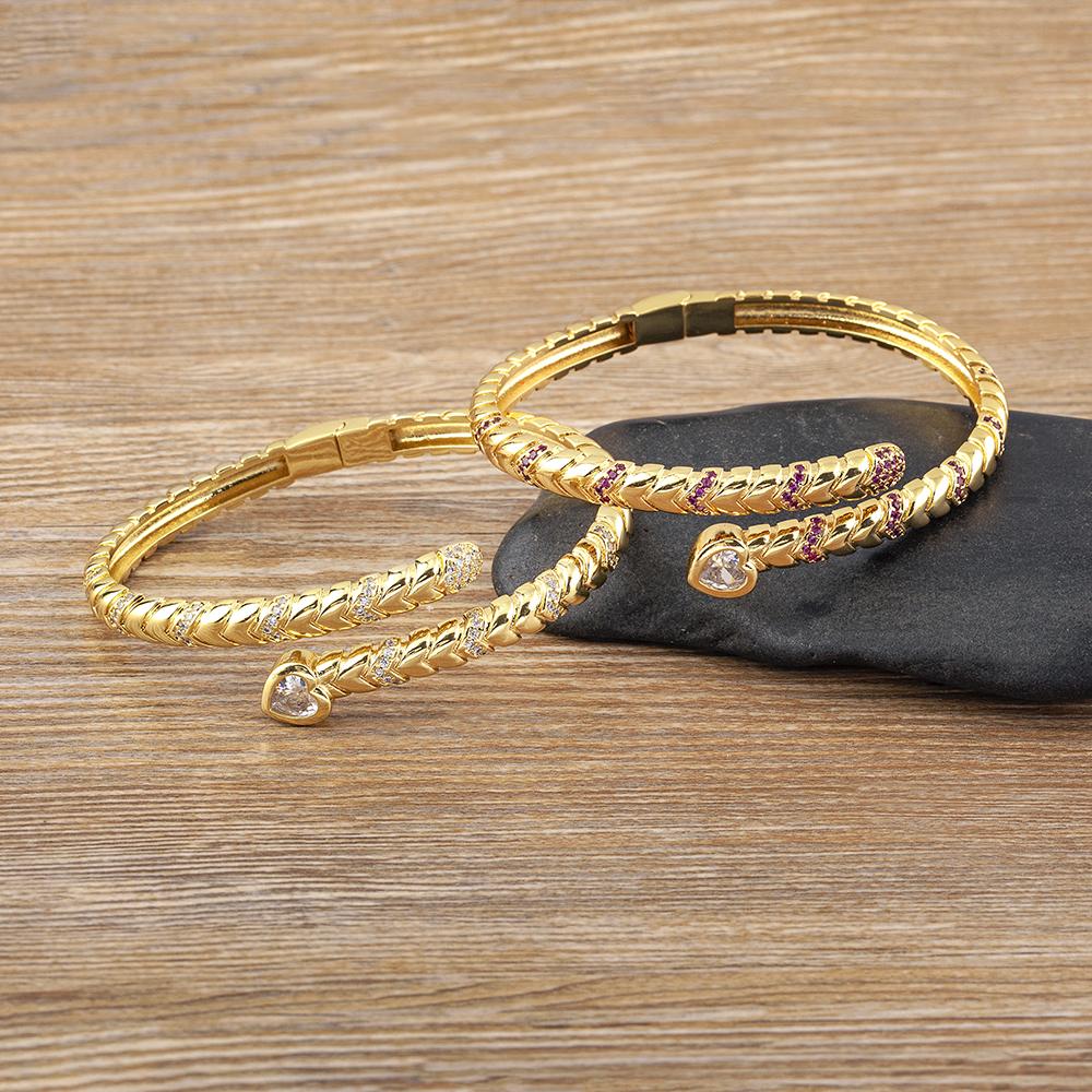 Nidin New Creative Design Snake Shape Shine Zircon Open Bangle Adjustable For Women Female Lucky Bracelet Jewelry New Year Gifts