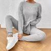 Europe, America 2024 Autumn and Winter Casual Turtleneck Knitted Long-sleeved Suit Women's Foreign Trade Sweater Loose Trousers Two-piece Set