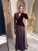 European Style Waist-Cinching Retro Spring Long Dress with Long Sleeves - Light Luxury 2026 Arrival