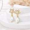Women's 925 Silver Classic Gold Pearl Inlaid Earrings Elegant Suitable For Engagement Wedding Party Exquisite Jewelry