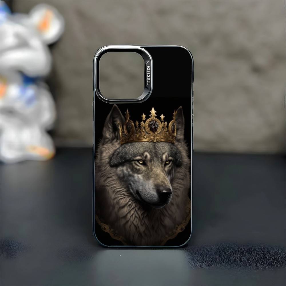 1pc Wolf Phone Case For iPhone17,16,15,14,13,12,11 Plus,Pro Max Black Matte Shockproof Cover