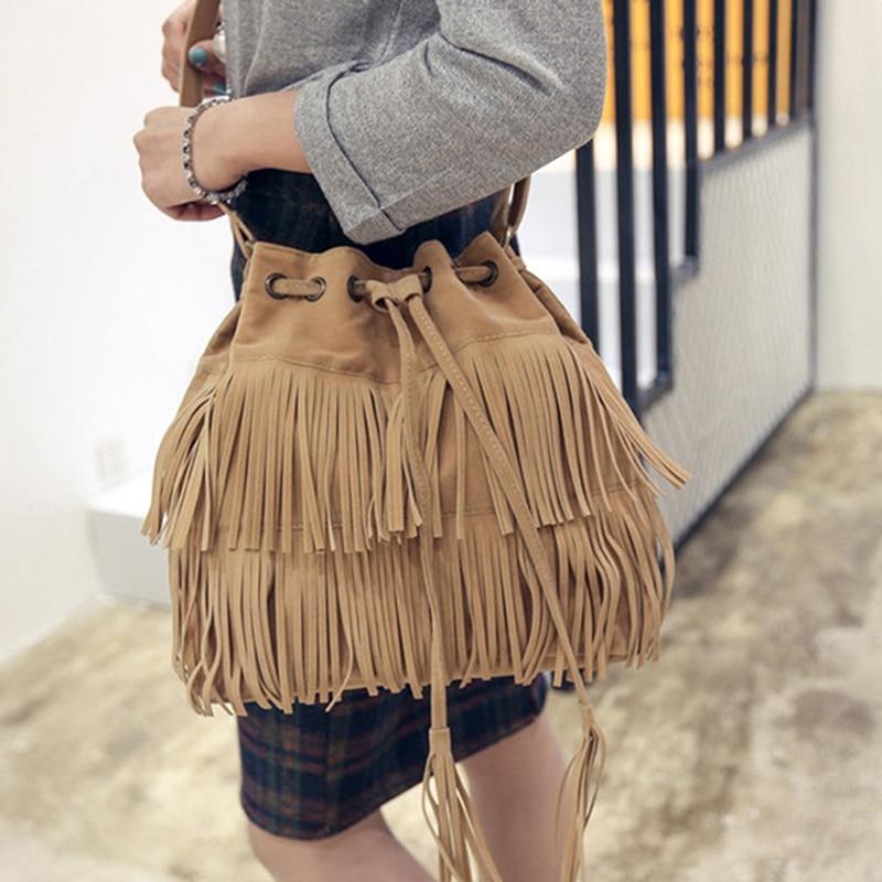 Suede Fringe Women Messenger Bags Tote Handbag Tassel Shoulder Handbags Crossbody Bag