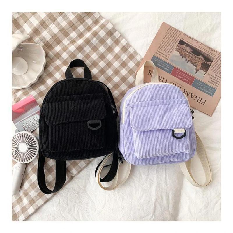 Super Popular Cute Mini Backpack, Corduroy Student Commuting Bag, Multi-Functional Portable Makeup Bag