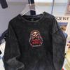 European & American Style Loose Mid-Length Pure Cotton Printed Long-Sleeve Women's T-shirt