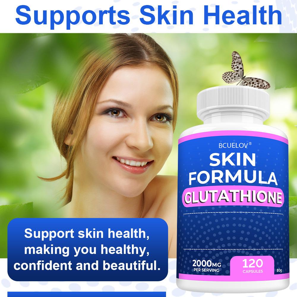 Bcuelov 2000 Mg Glutathione and Vitamin C Dietary Supplement 120 Capsules