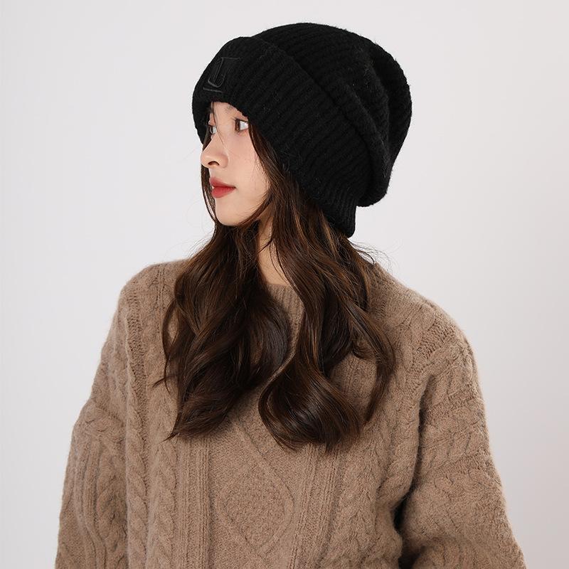 Wool hat big head circumference wool hat women's season 2025 new loose thick warm cold hat knitted men