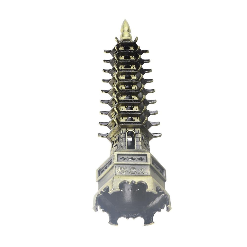 Brass WenChang Tower Model Layer 9 Chinese Feng Shui Statue  For Career Fame Luck