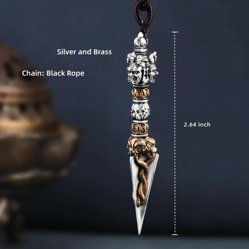 Sturdy Copper Tibetan Buddhist Amulet On Black Cord Necklace With Sacred Significance For Men