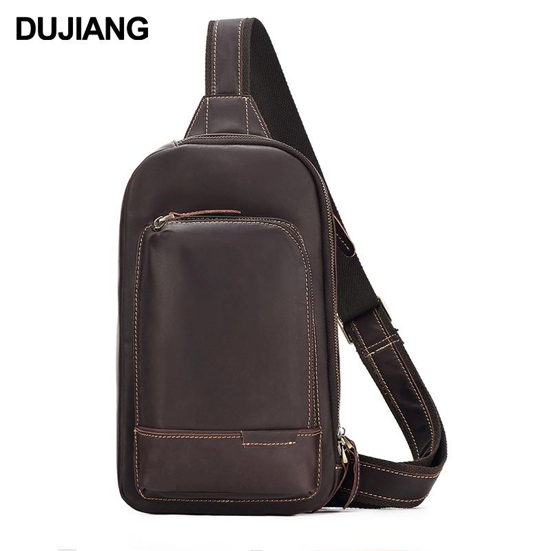Pánská crossbody taška na hrudník z kůže Crazy Horse: Velká kapacita, Retro minimalistický design pro cestování v přírodě
