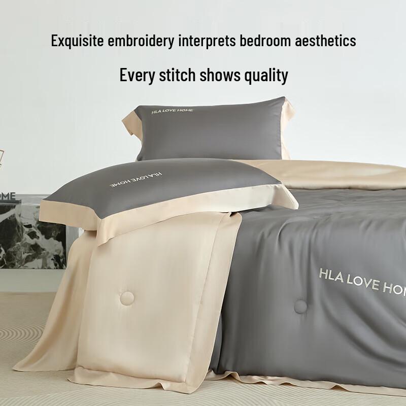 H&L HOME Ice Silk Summer Quilt 4-Piece Bedding Set
