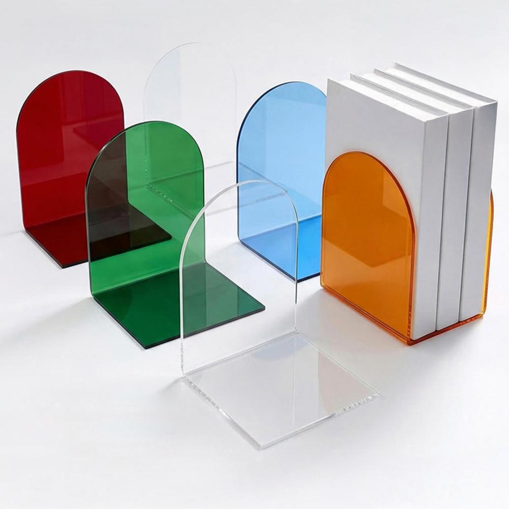 Acrylic Bookends for Shelves Acrylic Bookends Set Heavy Duty Decorative Book Holders Transparent Shelf for Books for Bookshelves