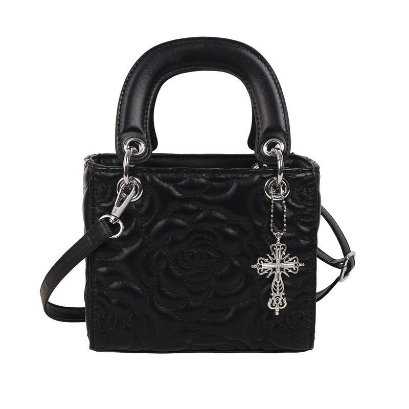 

Rhombus embroidery thread chain bag women s new fashion niche design single shoulder messenger bag high-end small square bag чёрный