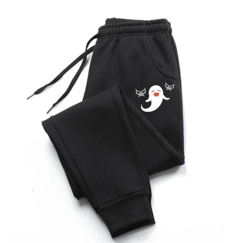 

New Cute Cartoon Printed Women Sweatpants Cotton Long Pants High Waist Casual Drawstring Trousers XS чёрный