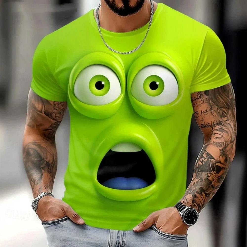 3D Print Abstract Face T-shirt For Men Funny Colorful Graphic Short-sleeved Tees Summer Fashion Round Neck Tops Street Women T-shirt