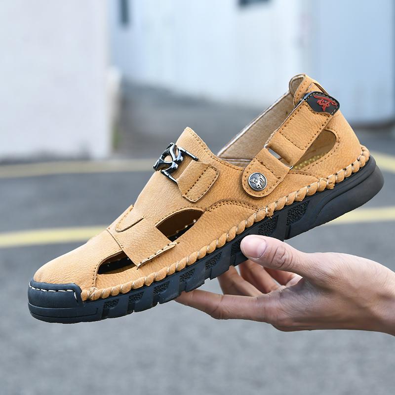 Summer Men's Leather Sandals Outdoor Slippers Classic Roman Sandals Sneaker Beach Rubber Flip Flops Men's Water Trekking Sandals