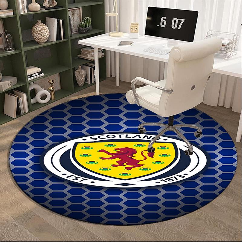 Scotland's Lion Rampant Emblem Round Rug for Livingroom,Bedroom, Palyroom, Chair Rug, Area Rug, Circle Carpet, Fan Christmas Gift