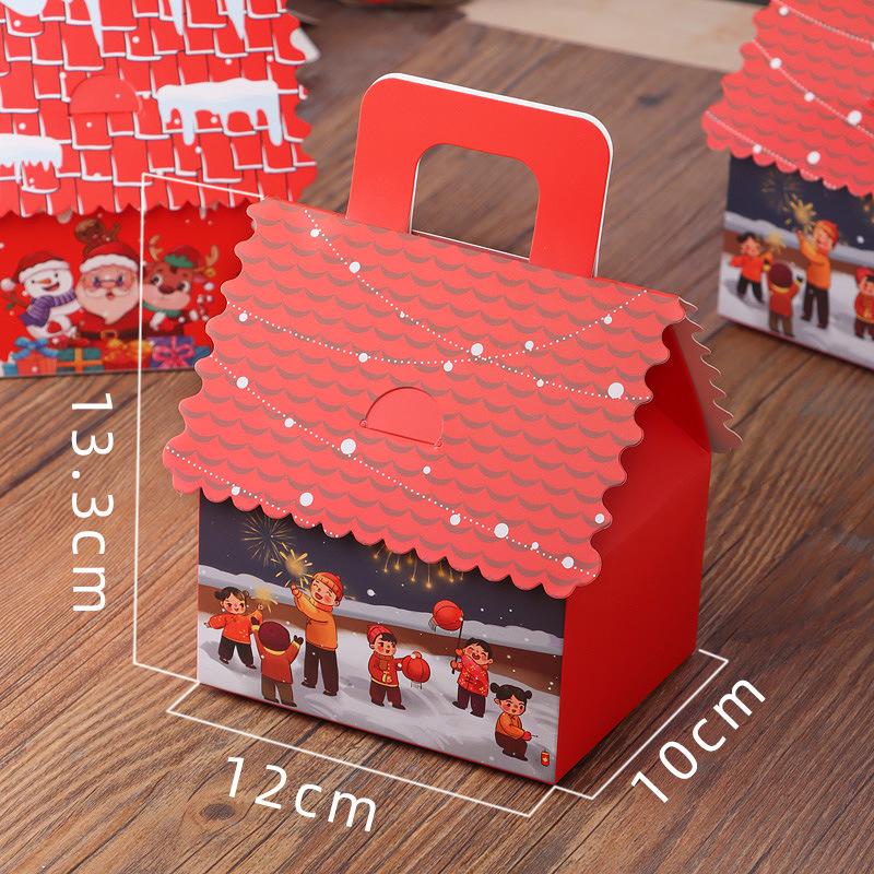 10pcs Christmas Cookie Snack Bag Kraft Paper Packing Box Creative Candy Gift Boxes  for Xmas Party