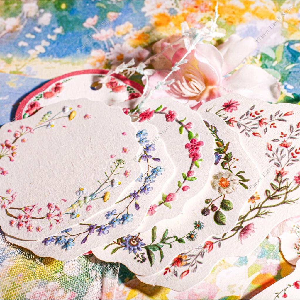 20/40Pcs Flower Series Vintage Flower Border Memo Pad Collage Scrapbook Material Paper Creative DIY Decoration Notes & Messages