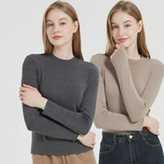 Premium Women's 265g Cotton Spandex High Neck Sweatshirt - Long Sleeve, Thickened Base Layer for Autumn and Winter