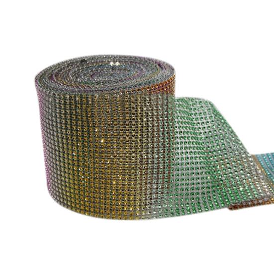 1 yard lesklá plastová stuha s kamínky, role, síťovaná obálka, svatební dekorace